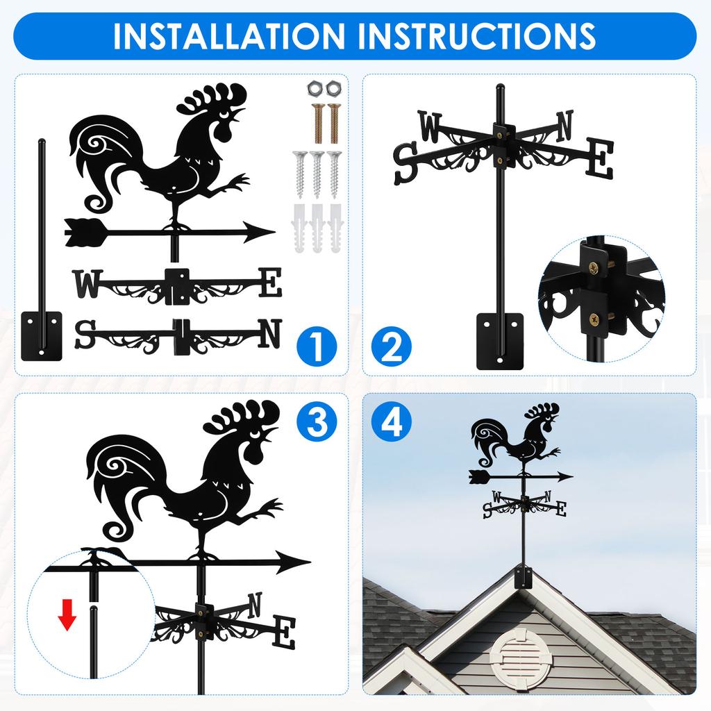 Креативный флюгер для украшения улицы Украшение крыши Флюгер для крыши Садовое украшение Устойчивый к погодным условиям металл
