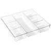 Plastic Drawer Organizer Clear Divided Kitchen Utensil Storage with 7 Compartments Home Office Vanity Bathroom Desk Crafts