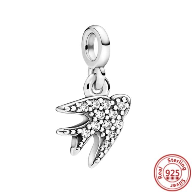 Серьги-браслет Charm Me, ювелирные изделия своими руками, серебро 925 пробы, моя любовь, морская звезда, фламинго, ласточка, мир, мини-подвеска из бисера