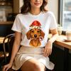 Watercolor Christmas Dachshund Tee Unisex Santa Hat Candy Cane Dog Casual Short Sleeve T Shirt 100Cotton Tee Harajuku Y2k Top