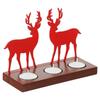 Reindeer Showpiece Decorative Tea Light Candle Holders (Wooden, Red) | Christmas Decoration Items for Home Office | Christmas Ornaments Props