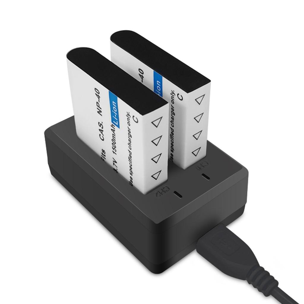 Двойное зарядное устройство Micro USB NP40 для одновременной зарядки двух аккумуляторов для аккумуляторов NP40 Зарядка 5 В 2 А