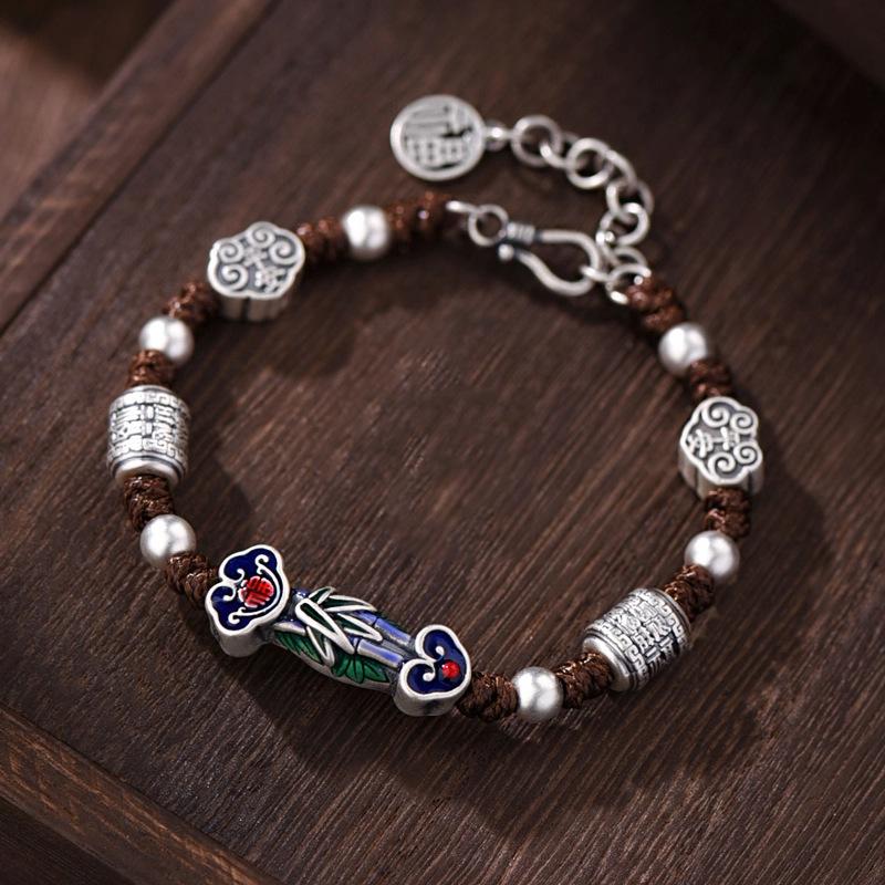 Aishang Enamel Ruyi Bracelet for Women, Chinese Style High-End Woven Bracelet, Multi-Bead Bracelet, Direct Sale