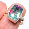 Mystic Glass Gemstone 925 Sterling Silver Jewelry Ring Size Adjustable KJ-356
