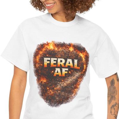Feral AF Grunge Flame Graphic Tee | Graphic Mens Kids T Shirt