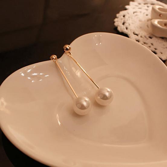 1 пара женских модных элегантных позолоченных длинных серег-капель с искусственным жемчугом