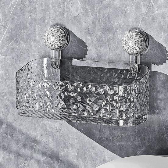 Душевая кабина, корзина для хранения в ванной комнате с присоской, большая вместимость, прочная несущая способность, сильная всасывающая полка для душа, органайзер