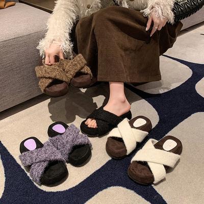 Тапочки Mao Mao женская верхняя одежда 2024 осень-зима новая корейская версия модная и удобная толстая подошва модная однословная детская кроватка