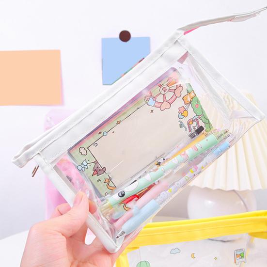 Сумка для хранения большой емкости с ручкой, прозрачный чехол из ПВХ на молнии для макияжа, косметический чехол для стирки для ежедневного использования