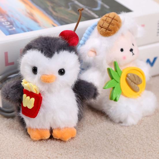 Penguin Sheep Design Plush Doll Keychain Pendant Soft Portable Mini Doll Hanging Ornament Bag