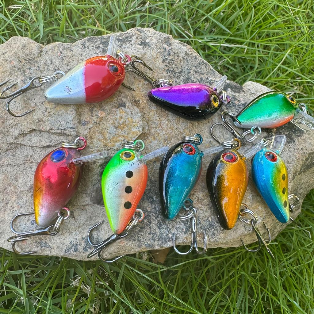 Рыболовные приманки Crankbait, жесткие приманки для окуня, поверхностные приманки для панфиша/краппи, крючки, искусственные приманки, 8 предметов, мини-рыболовные снасти