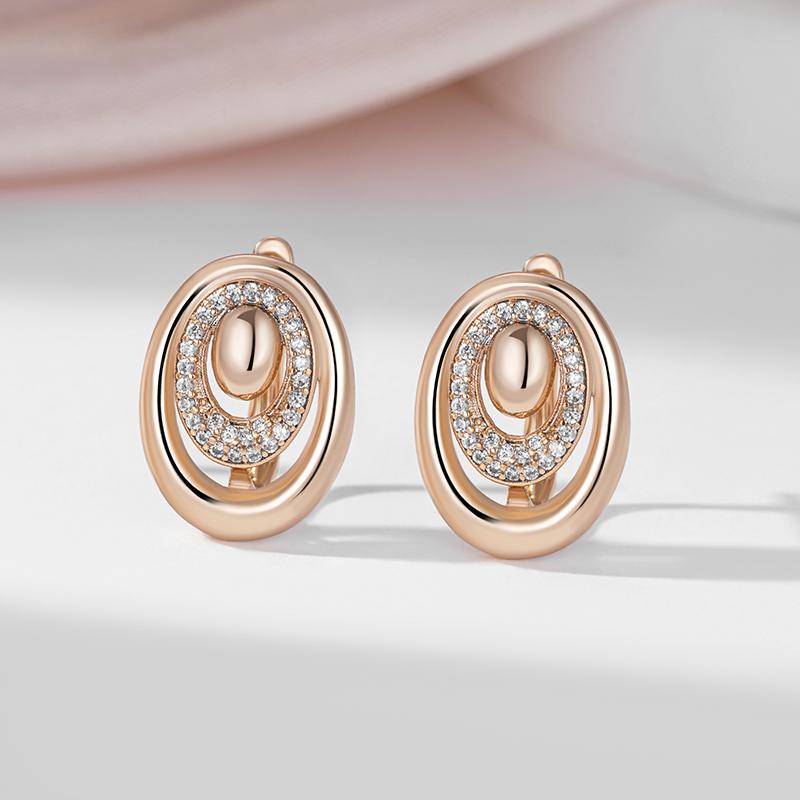 Круглые карманные серьги Kinel White Zircon для женщин, винтажные серьги цвета розового золота, ювелирные украшения
