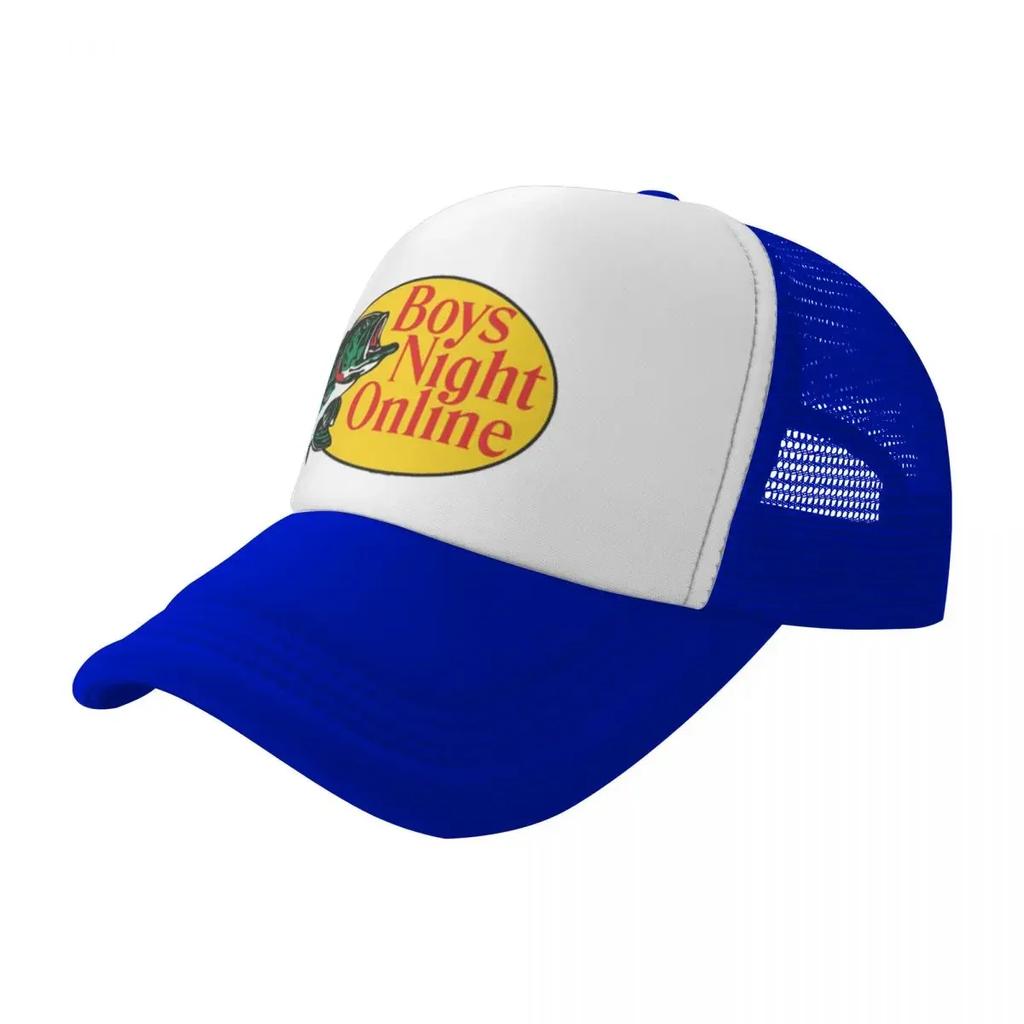 New BNO Boys Night Online Bass Pro Fishing Printing Mesh Baseball Cap Unisexs Highend Snapback Caps  New Sunscreen Hat
