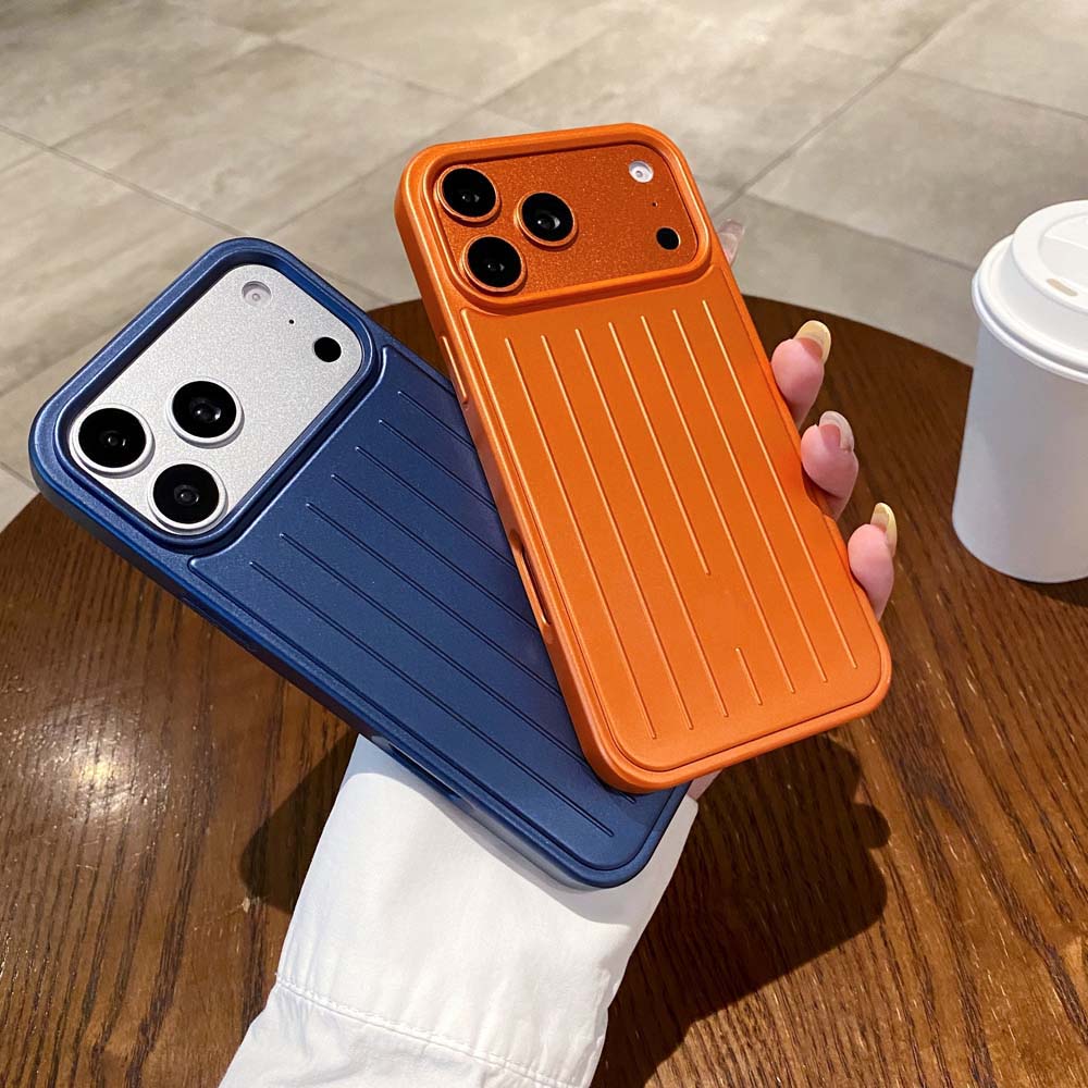 Чехлы для телефона из алюминиевого сплава для iPhone 18 17 16 15 14 Pro Max, 3D гофрированная полоса сзади, роскошная крышка для багажа в бизнес-стиле для Rimowa
