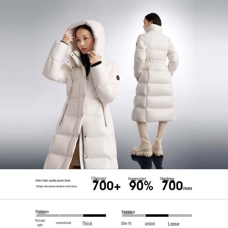 BOSIDENG Loose Long Hooded Down Jacket