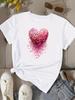 (Азиатский размер) милая любовь тренд 90-х Женская одежда Футболка Женский топ Мода Женская футболка с коротким рукавом Графические футболки Принт Футболка