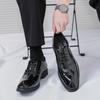 Fashionable Green Spring and Autumn Men's Pointed Lace Up Formal Leather Shoes New Men's Comfortable Carved Block Leather Shoes