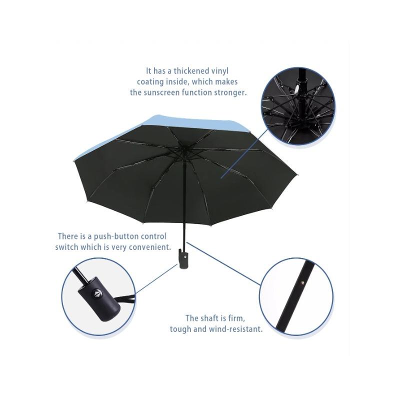 UV Automatic Black Rubber Sunshade, Dual-purpose Sun and Rain Protection, UV Resistant Folding Sunshade