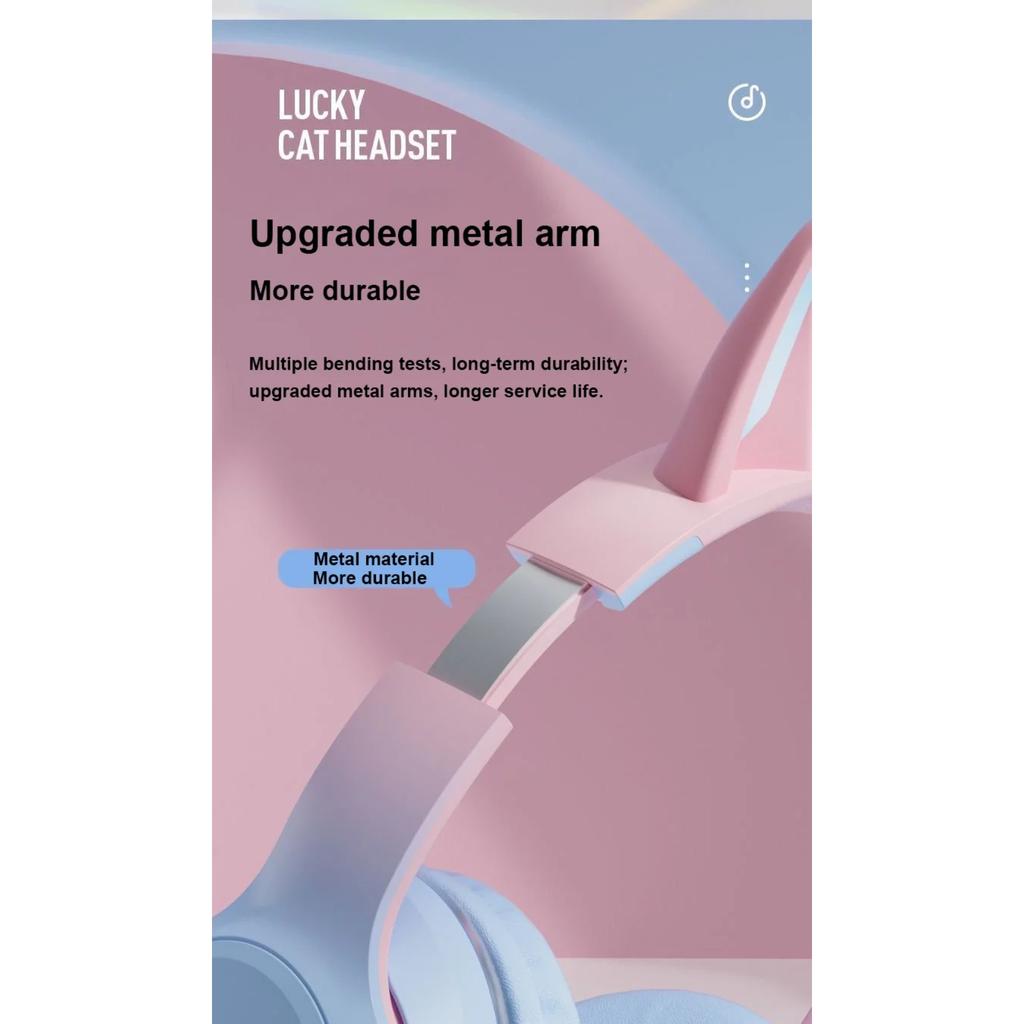 Светодиодная вспышка Bluetooth-наушники, милые кошачьи ушки, беспроводные наушники с микрофоном, для детей и девочек, стерео, крутые RGB-гарнитуры Bluetooth 5.1
