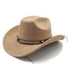 Suede Jazz Top Hat Women'S Brim Suede One-Word Top Men'S Ladies Cowboy Hat Felt Hat