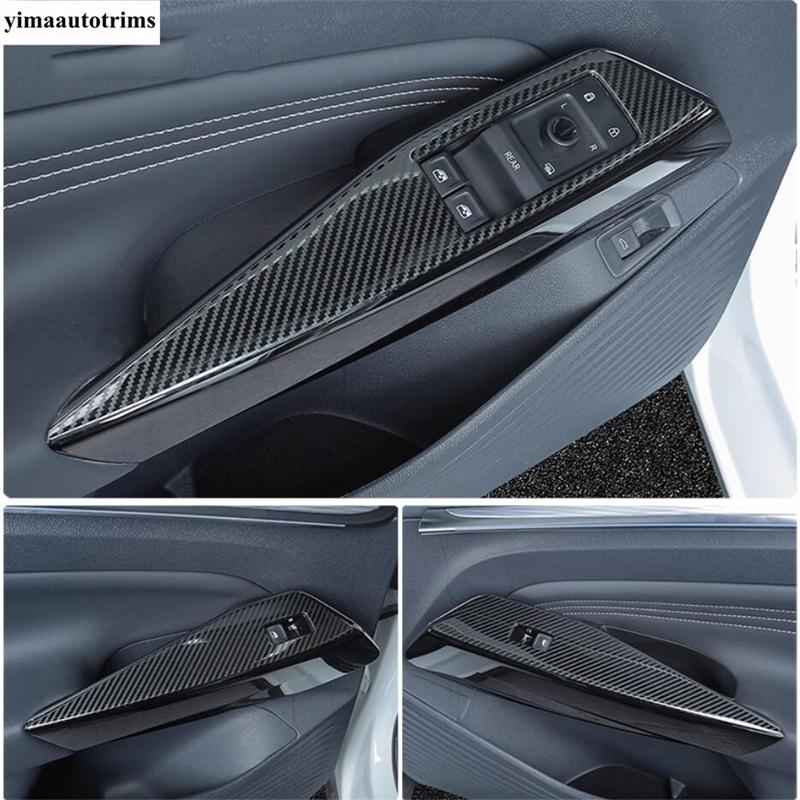 Car Inner Door Armrest Window Lift Button Panel Cover Trim For VW Volkswagen ID.4 ID4  - 2025 Carbon Fiber Look Accessories