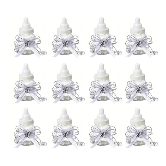 1/6/12 шт. Мини-конфетница в виде бутылочки молока с мишкой из страз и бантом из ленты, для сладостей и угощений, банка для хранения, сувениры для вечеринки в честь рождения ребенка