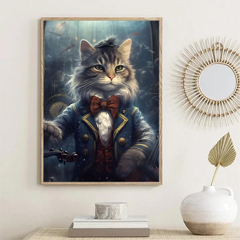 Steampunk Interesting Animal Cat Parrot Canvas Printing Poster Wall Art Decor Painting Home Room Decoration No Frame