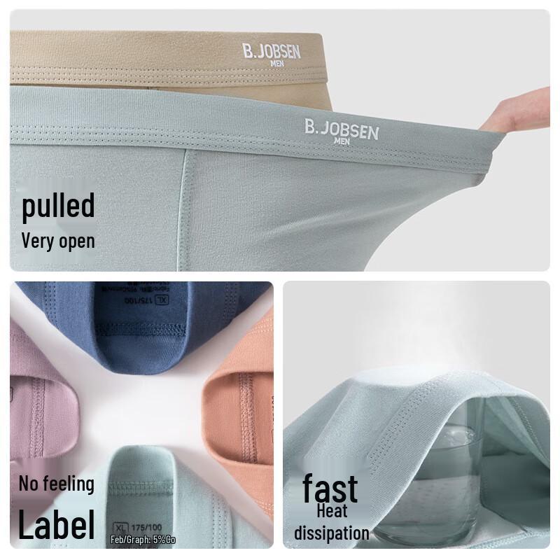 B.JOBSEN Мужские антибактериальные дышащие боксеры-слипы из чистого хлопка (2-Pack)