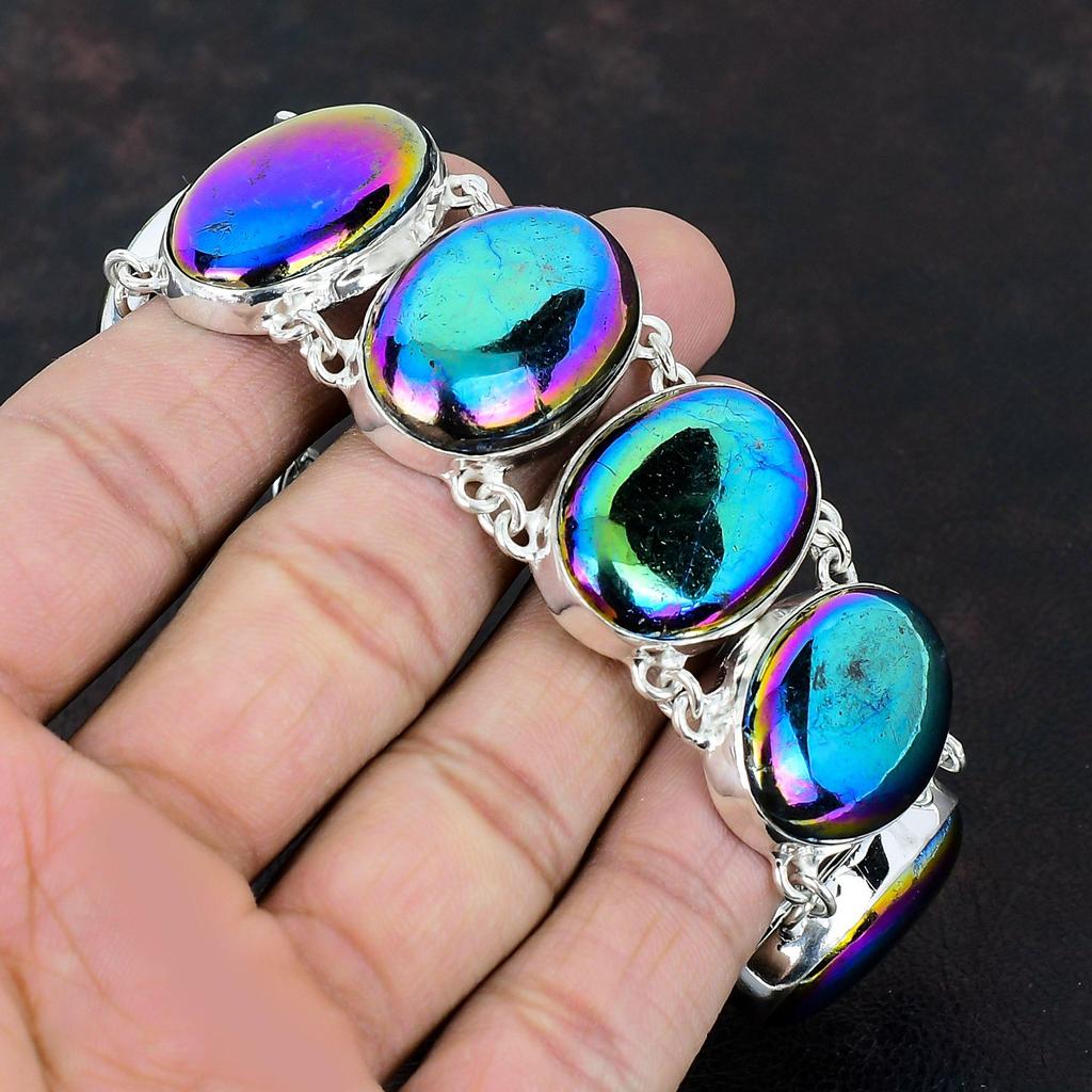 Rainbow Mystic Fire Labradorite Bracelet 925 Sterling Silver Bracelet Gemstone Jewelry Adjustable Chain Bracelet Handmade Jewelry For Gifts