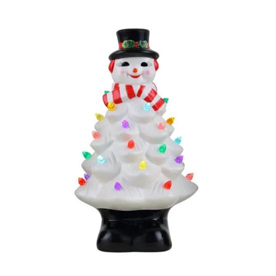 Lighted Christmas Gnome Tree Small Prelit Resin Christmas Tree with Multicolored Lights for Tabletop
