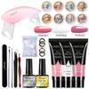 Limegirl Acrylic Kit with Lamp Nail Extension Gel Kit 8 Colors Glitters Nail Art Manicure Kit