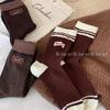 Socks European Goods Vintage Polka Dot Stripe Flocked Fabric Label Contrasting Mid-Leg Socks Maillard Coffee Cotton Socks Socks