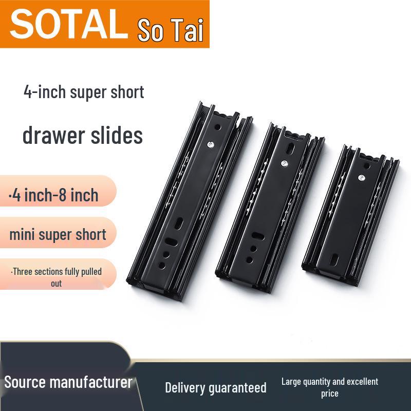 Сверхкороткие 3-секционные направляющие для ящиков 4-6 дюймов для туалетных столиков и ювелирных лотков
