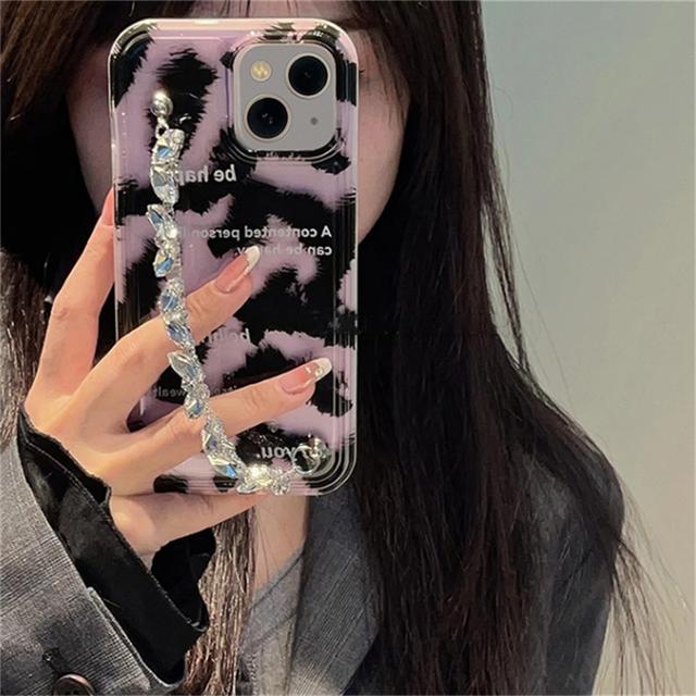 Ins корейский стильный леопардовый чехол-браслет с бриллиантами для Iphone 14 13 12 Pro Max 11 Bling Chain противоударный мягкий чехол Funda