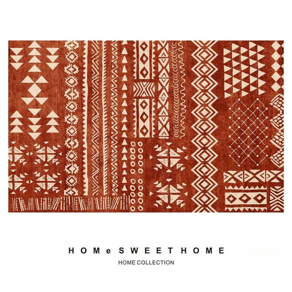 Скандинавский Минималистичный Ковер с Принтом Персидский Красный Ковер Гостиная Домашний Декор Ковер для Дивана Коврик для Спальни Прикроватный Коврик Напольный Коврик для Обеденного Стола