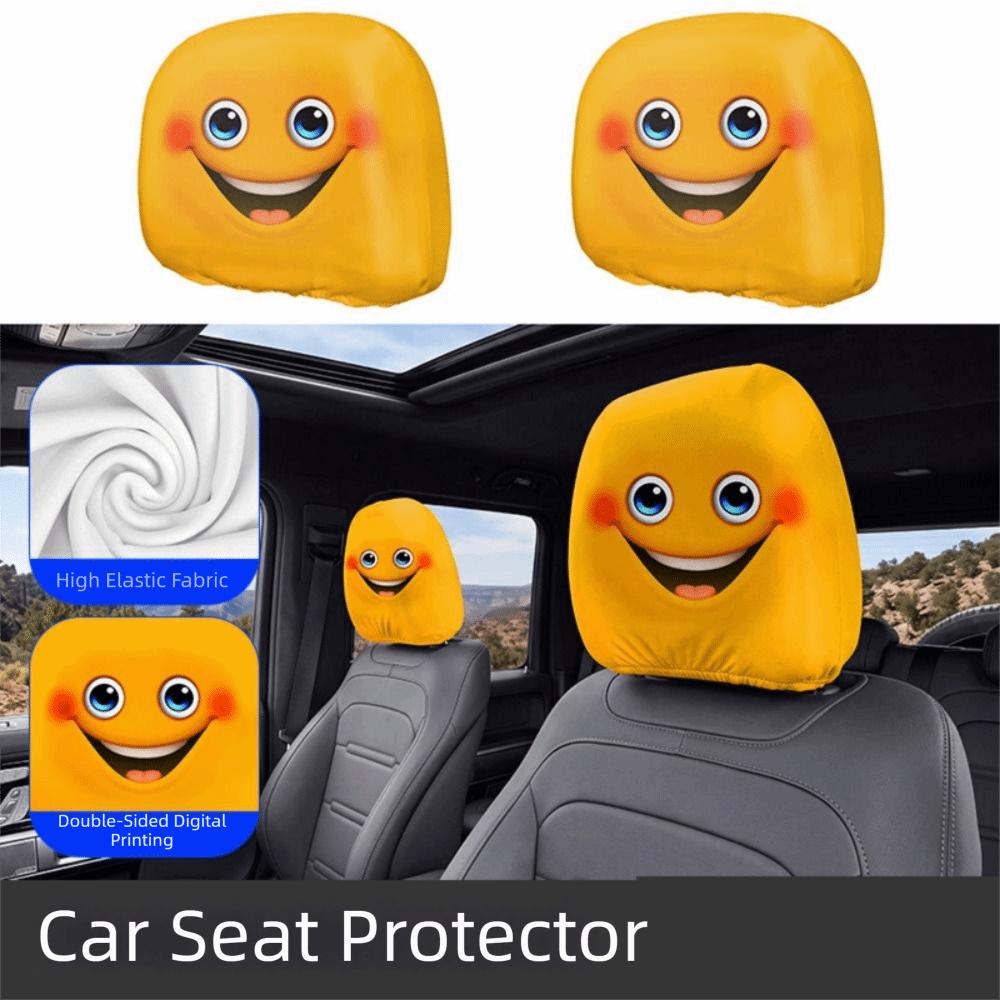 2Pcs Cartoon Car Pillowcase Cool Decorations Car Seat Headcover Gift for Car Lover