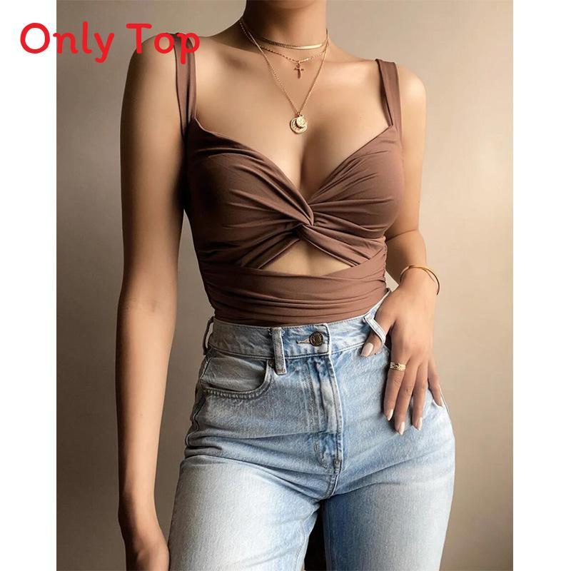 Women Summer Vneck Tank Top With Tiefront Elastic Band For Street Fashion