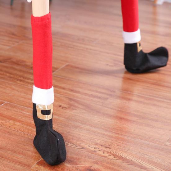 4/8 Pcs Christmas Chair Leg Covers Santa Claus Elf Boot Design Table Legs Socks Dining Chair Slipcover Furniture Feet Covers for Xmas Party