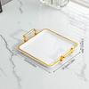 Serving Tray with Handles Rectangle Serving Platter Tea Fruit Storage Tray for Living Room Bathroom Kitchen Entertaining Decor