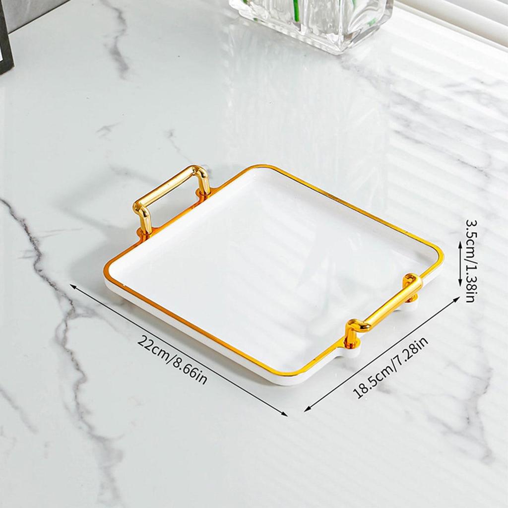 Serving Tray with Handles Rectangle Serving Platter Tea Fruit Storage Tray for Living Room Bathroom Kitchen Entertaining Decor