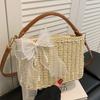 Весна и лето новые продукты нишевый досуг пляжный отдых портативная соломенная сумка простая маленькая свежая литературная текстура сумка-мессенджер женская