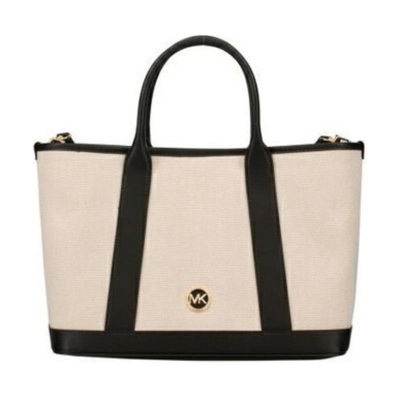 Michael Kors Luisa Магнитная застежка с металлической фурнитурой Ткань и искусственная кожа Сумка-кроссбоди через одно плечо Средняя Женская кремово-белый и черный