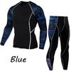 2 шт./компл. Мужской спортивный костюм с принтом, компрессионная футболка, брюки, тренировочный рашгард, тайтсы