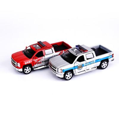 Kinsmart Chevrolet Silverado Diecast Police + Firefighter Set, разноцветные, популярные корейские игрушки, популярные корейские игрушки
