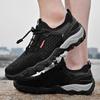 Men’s Outdoor Hiking Shoes Grey Driving Shoes Casual Slip on Summer Black Mesh Shoes Plus Size 45 46