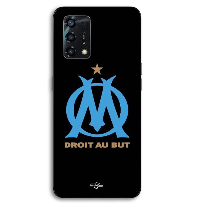 Coque pour téléphone - MANIACASE - Oppo A95 - Silicone TPU - Noir - Logo OM (Olympique de Marseille)