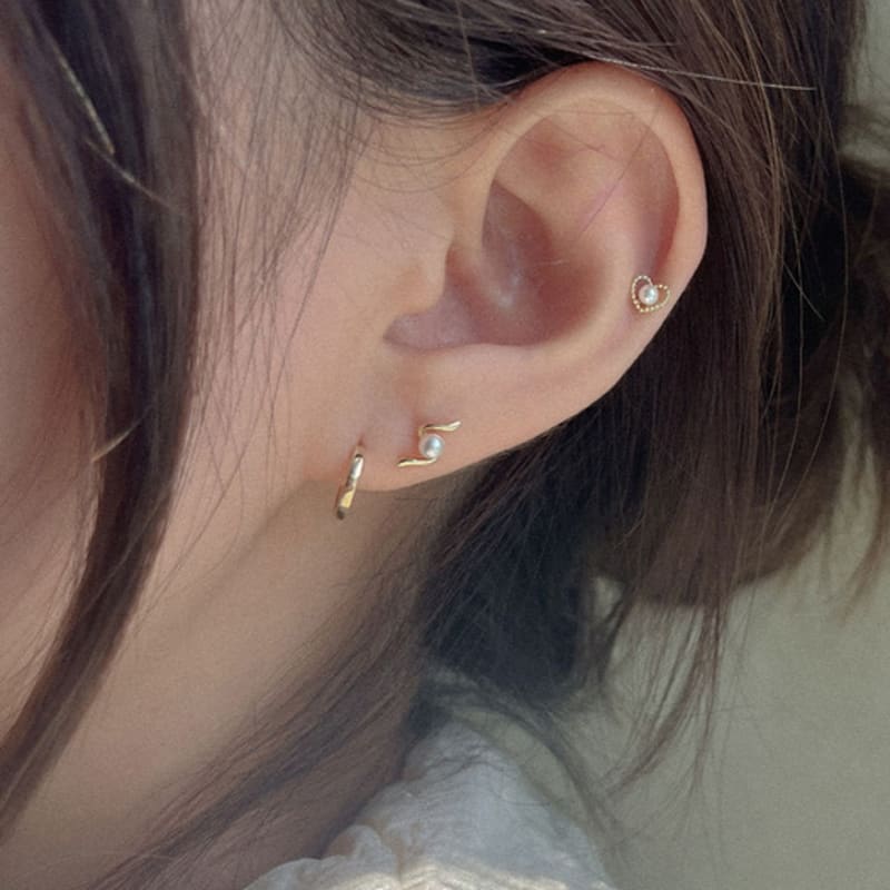 Youngglow 14k пирсинг с двумя волнами и жемчугом