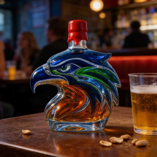 Стеклянный графин для виски в форме головы орла Декоративная бутылка для виски Прозрачная Уникальный подарок для коллекционеров виски, вина, коктейлей Подарок для бара Дисплей для бара Подарки для фанатов