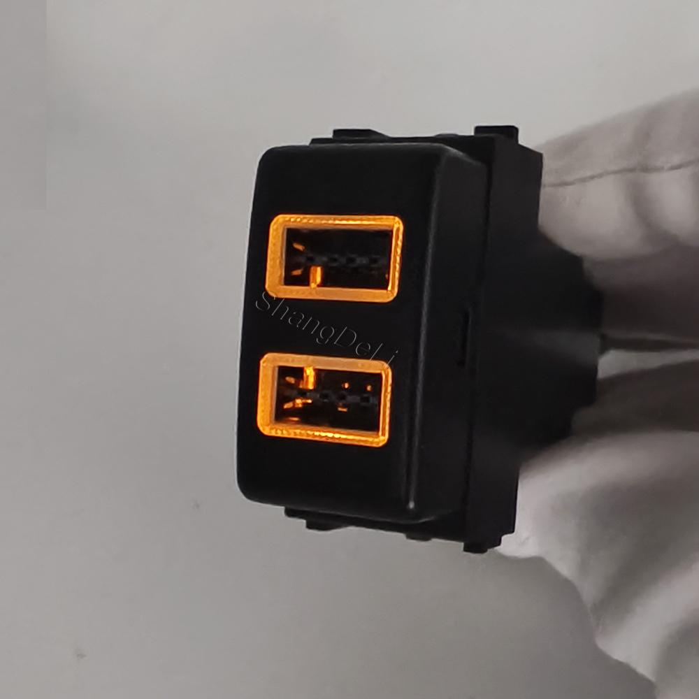 1 шт. Оранжевый светодиодный автомобильный быстрый зарядник, двойной USB-адаптер для Nissan Qashqai Tiida Teana Sunny Y61 Y62 X-Trail Sylphy