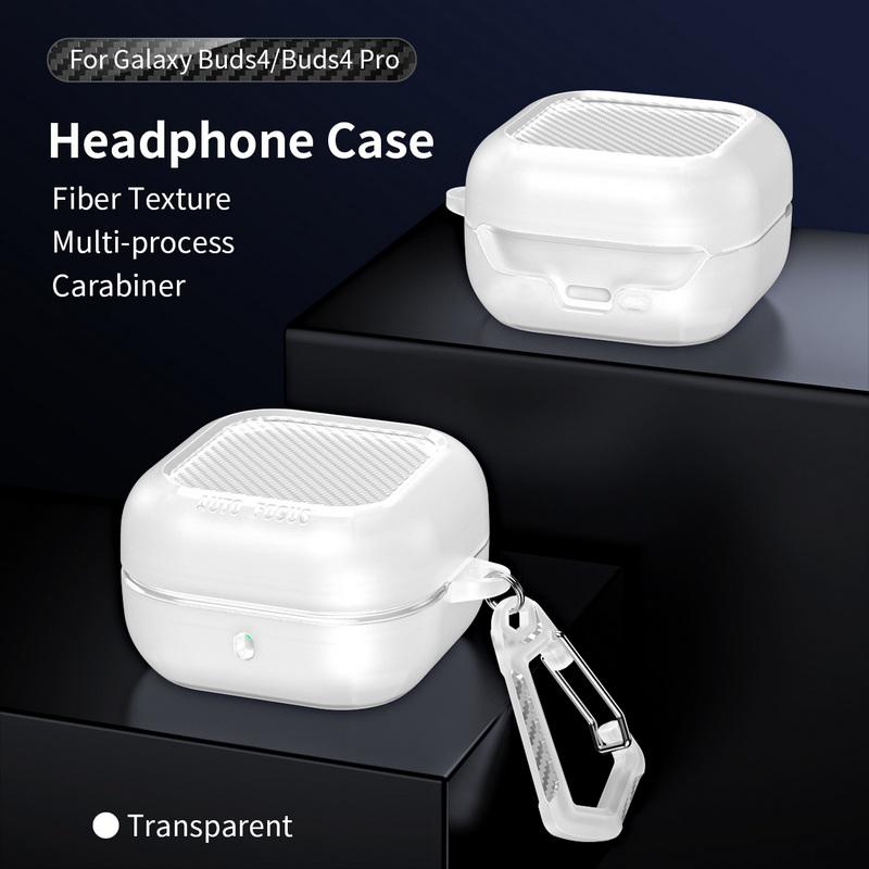 Чехол Buds 4 Pro с текстурой углеродного волокна Чехол-крышка для наушников Samsung Galaxy Buds 3 FE 4 Pro с брелоком Ударопрочный зарядный кейс для наушников